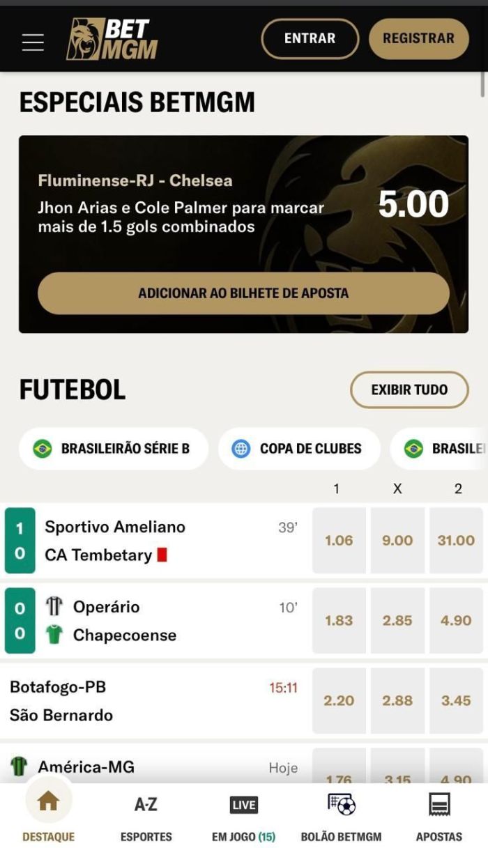 Apostas de 10 reais na Betmgm