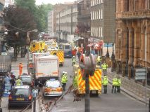 Veículos de emergência na Russell Square na sequência dos atentados.