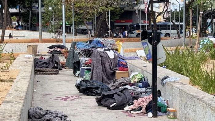 Praça Rio Branco, no Centro de BH, onde Augusto dormiu os últimos dias 