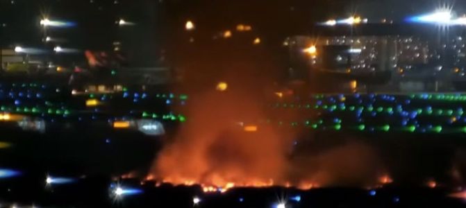 Área perta da pista pegou fogo