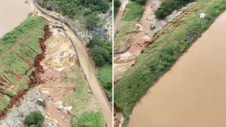 Reservatório da Barragem de Lages transbordou com a cheia do Rio Viamão no domingo (1°)