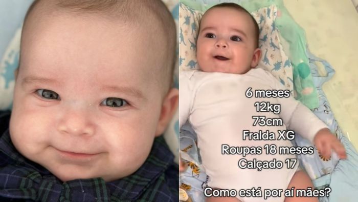 Logan nasceu em Belo Horizonte, tem 7 meses, 75 centímetros e 13 kg. 