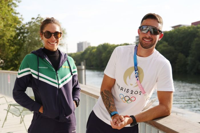 Beatriz Tavares e Lucas Verthein, atletas de Remo do Botafogo, nos Jogos de Paris em 2024
