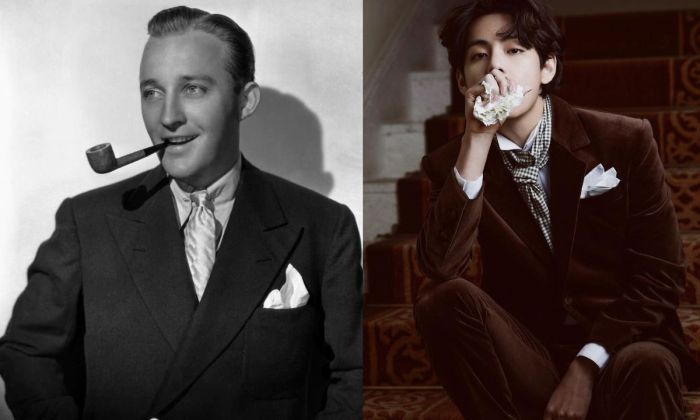 O entertainer norte-americano, Bing Crosby e V, integrante do grupo sul-coreano BTS