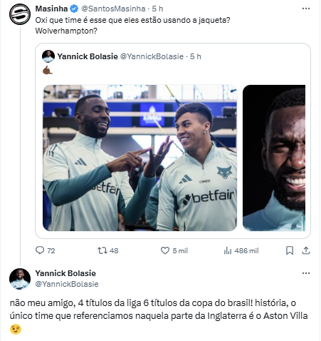 Yannick Bolasie respondeu torcedor que provocou o Cruzeiro nas redes sociais