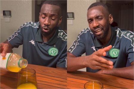 Bolasie com suco de laranja após Chapecoense 1 x 1 Grêmio, pelo Brasileirão 2026