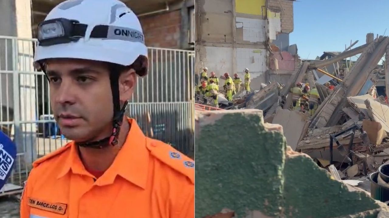 Bombeiros usam cães e buscam vítimas em bolsões de ar após desabamento em BH