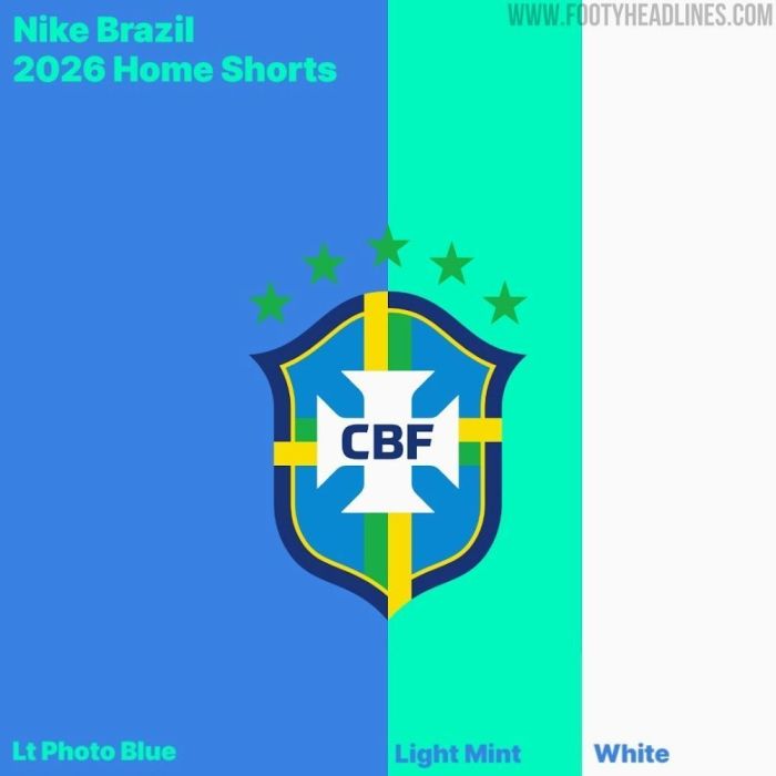 Possíveis cores do calção da Seleção Brasileira para a Copa do Mundo de 2026