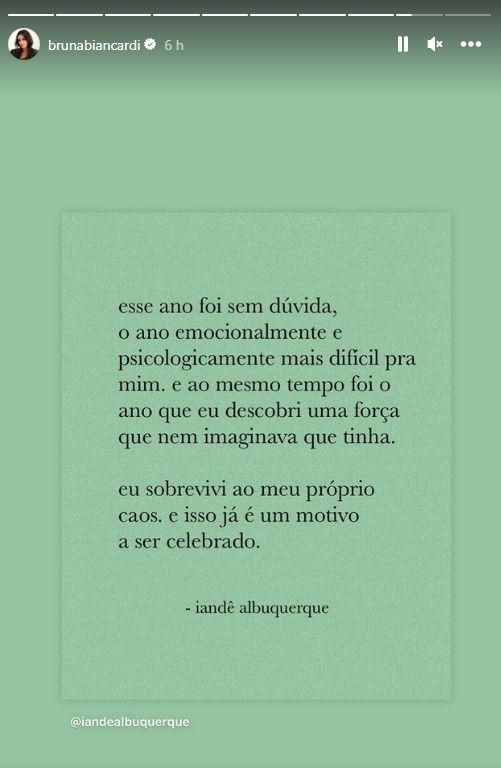 Bruna Biancardi reflete sobre o ano de 2023 em suas redes sociais