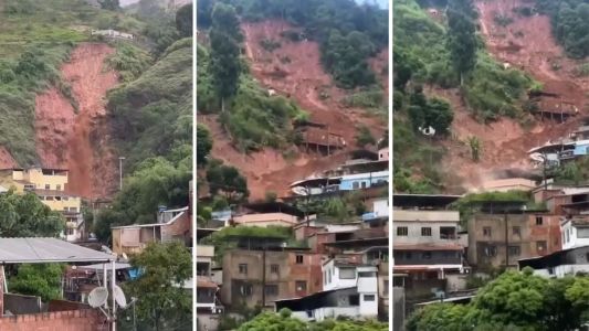 Vídeo mostra grande deslizamento de terra em Juiz de Fora, após chuva intensa