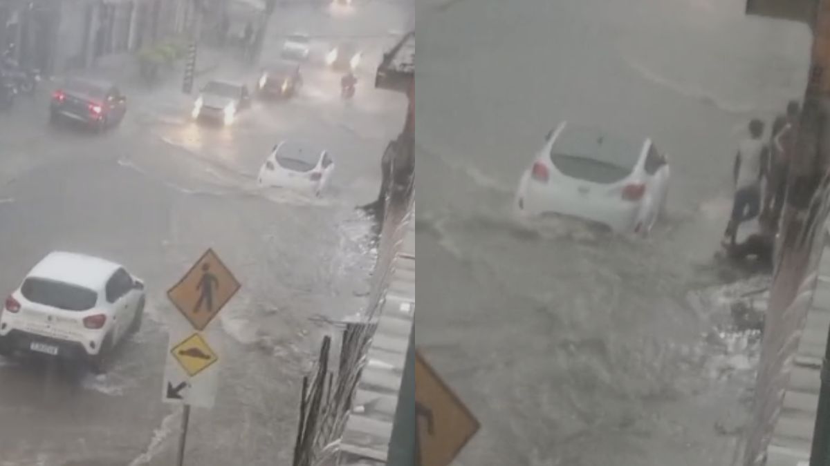 Família fica ilhada após chuva derrubar muro e inundar casa na ocupação Dandara, em BH