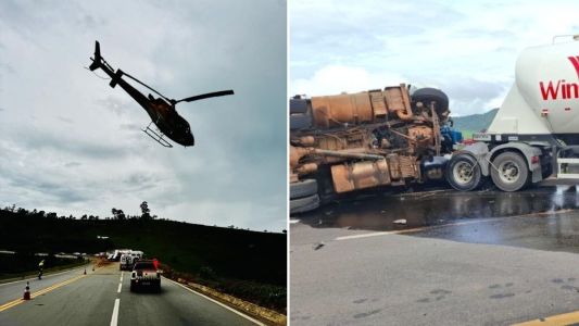Caminhoneiro é retirado das ferragens após grave acidente na BR-381; cinco bois morreram