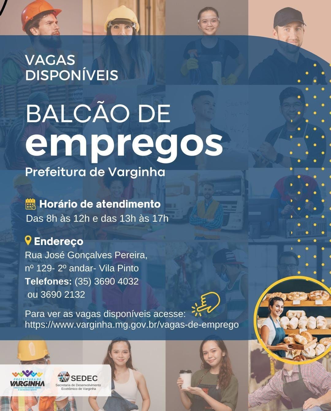 Balcão de Empregos da Prefeitura de Varginha divulga novas vagas
