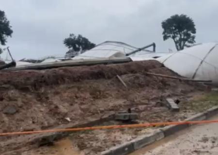 Três residências foram atingidas e cerca de dez veículos sofreram algum tipo de dano