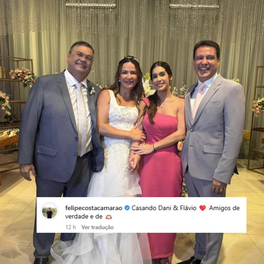 Flávio Dino se casa em cerimônia discreta no Maranhão com a presença de ministros do STF