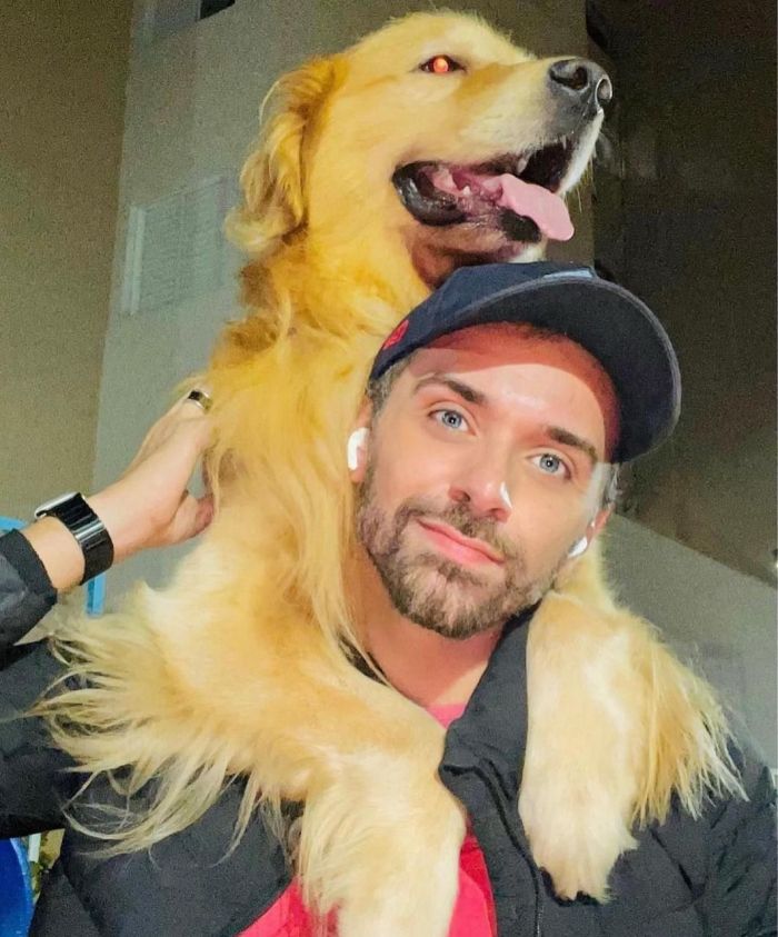 O cão Joca e João Fantazzini, seu tutor.