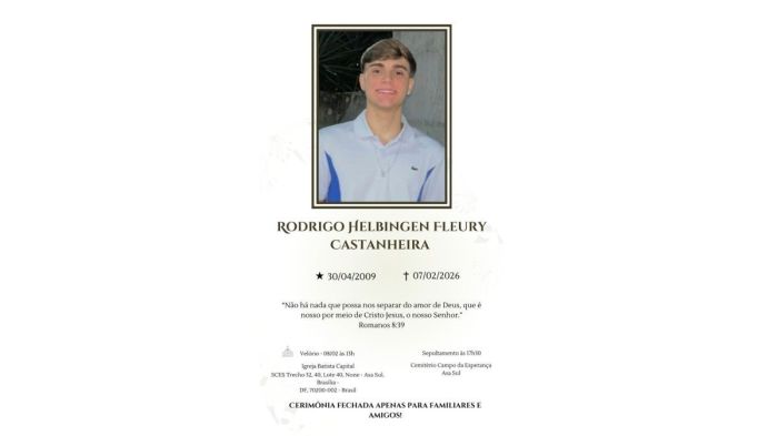 Rodrigo Castanheira, morto após ser agredido por piloto, será velado neste domingo (8) em Brasília