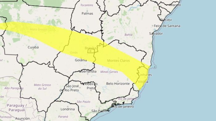 Alerta amarelo: veja lista das 231 cidades de MG sob aviso de tempestade e granizo