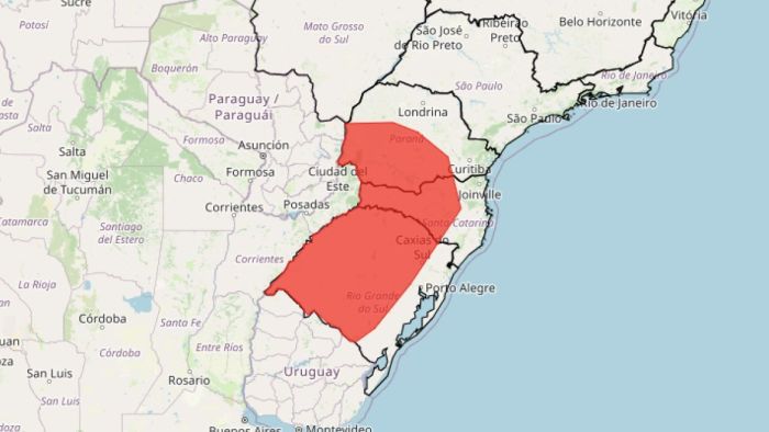 Alerta vermelho: tempestade de grande perigo ameaça 753 cidades do Sul; veja lista