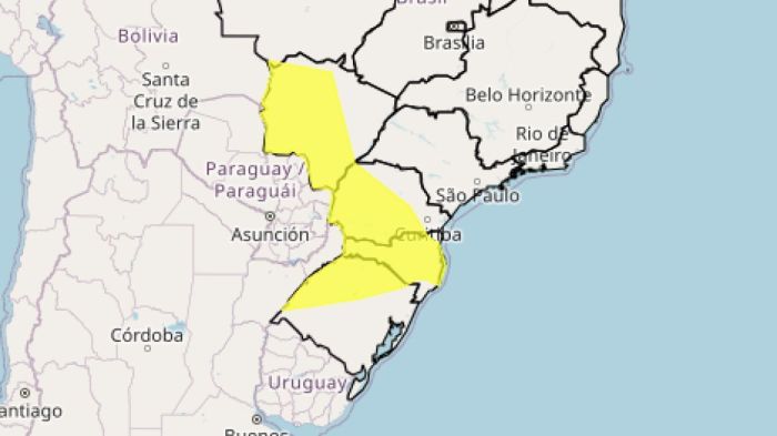 Alertas amarelos de tempestade