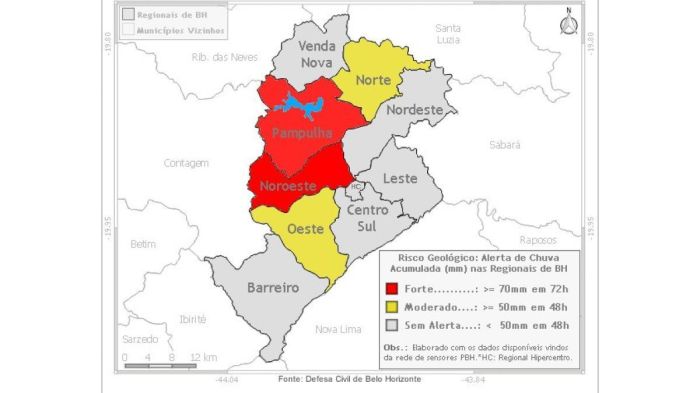 Defesa Civil de BH alerta para risco geológico em cinco regiões; veja locais afetados