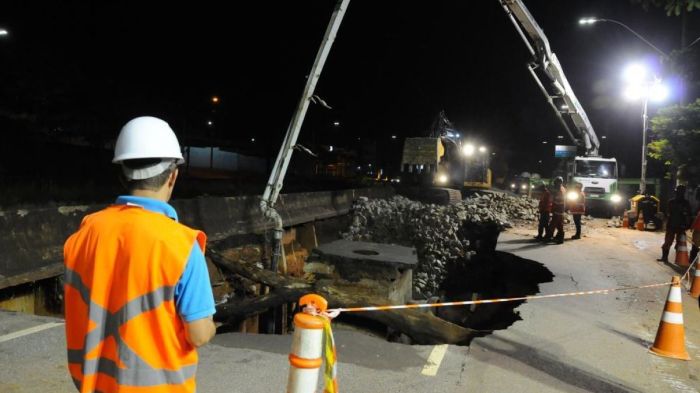 Imagem é de incidente ocorrido em janeiro de 2020 no trecho da Avenida Teresa Cristina debaixo do viaduto da Avenida Amazonas