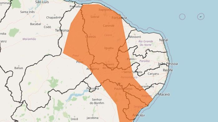 Acumulado de chuva ameaça 8 estados do Nordeste nesta segunda (9); veja áreas afetadas 