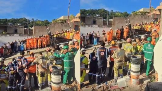 Bombeiros oram após fim das buscas nos escombros de asilo que desabou e matou 12 pessoas em BH