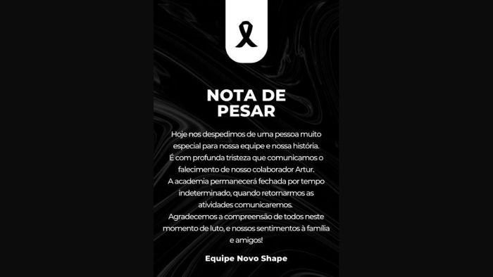 Academia emite nota de pesar após assassinato de instrutor: 'Profunda tristeza'