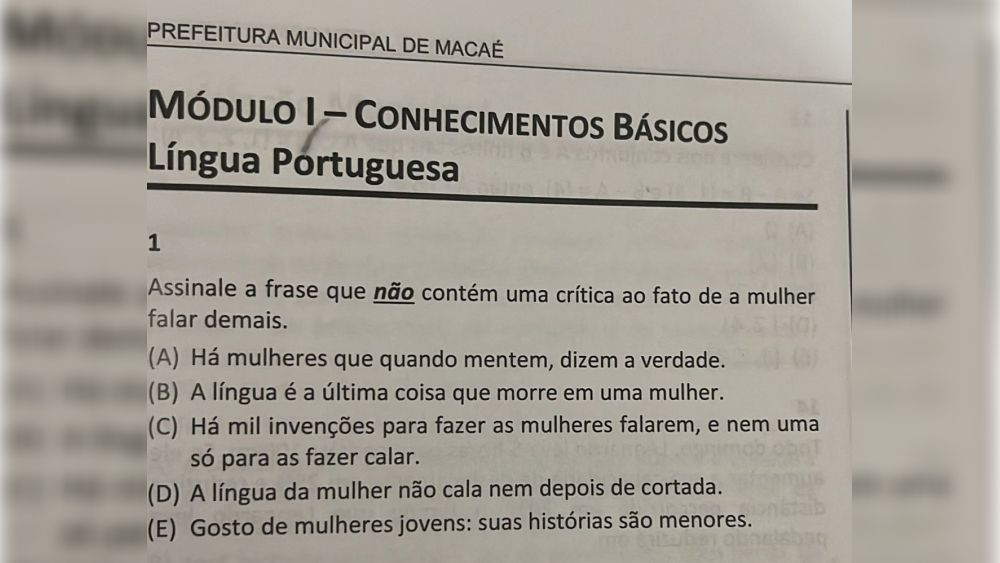 Questões de concurso público em Macaé (RJ) com teor machistas são anuladas