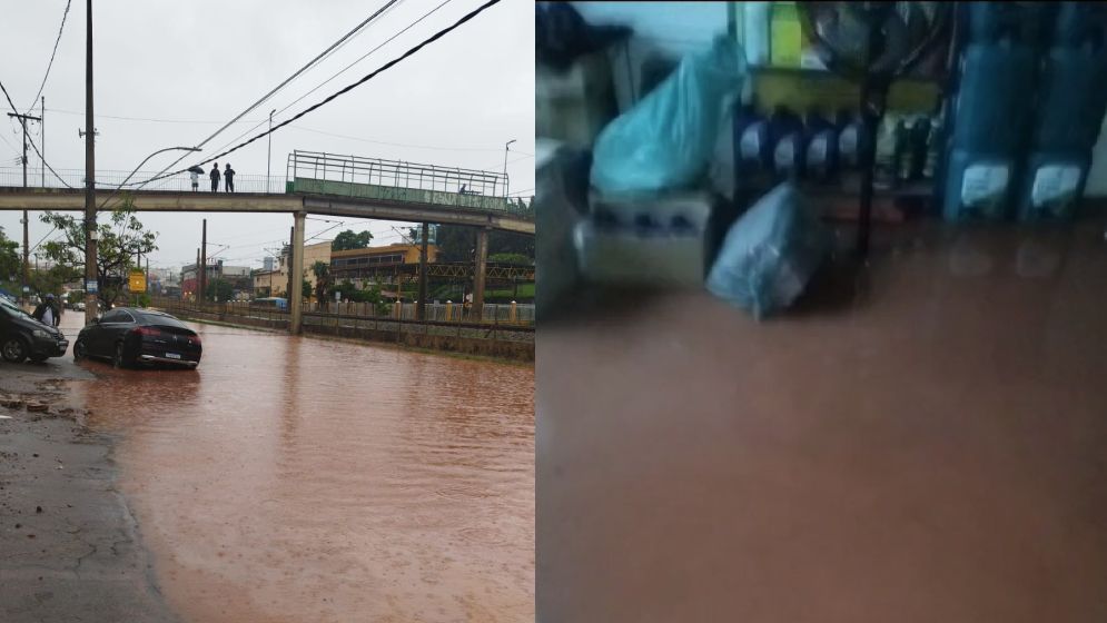 Av. Cristiano Machado, em BH, alaga e água invade oficina mecânica: 'assustador'