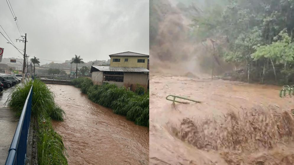 Vídeo: chuva forte aumenta volume do Rio Santo Antônio e assusta moradores de Congonhas
