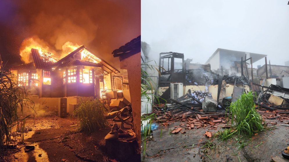 Incêndio de 'grandes proporções' deixa imóvel destruído no Jardim Canadá, em Nova Lima