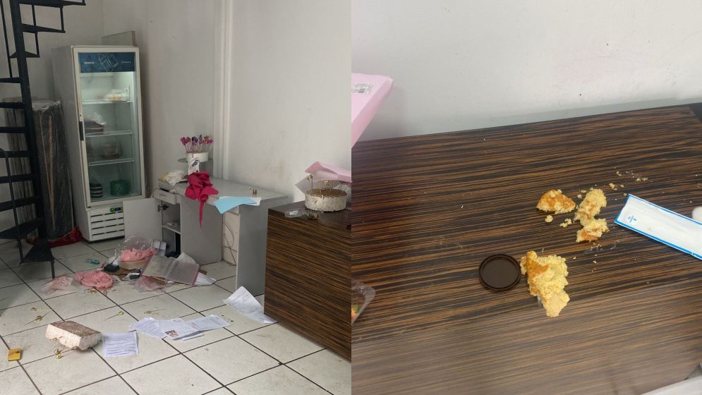 Criminosos comem bolos e furtam itens em invasão a confeitaria no Buritis, em BH