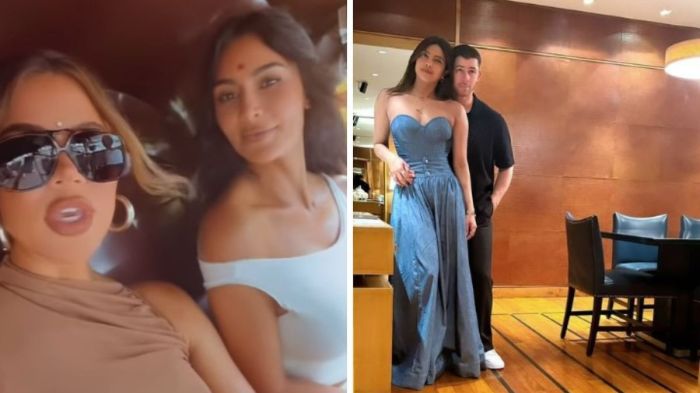 Khloé e Kim Kardashian, Nick Jonas e a esposa Priyanka Chopra já estão na Índia