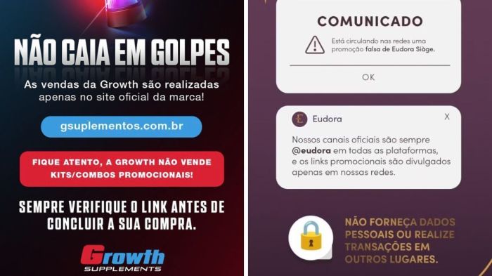 Growth Supplements e Eudora se manifestaram sobre os golpes