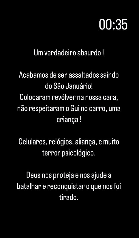Mãe do pequeno Gui emitiu comunicado afirmando que foram assaltados no Rio de Janeiro