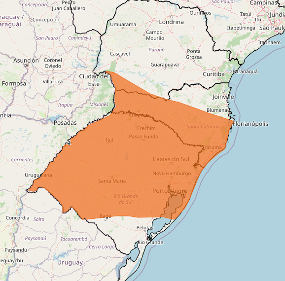 Regiões sob alerta laranja do Inmet
