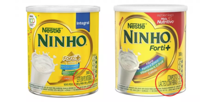 Observe sempre a descrição do rótulo: na parte frontal, inferior das embalagens