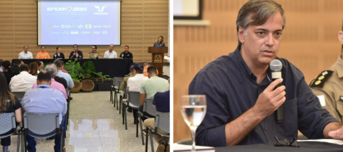 Presidente da ABCZ, Gabriel Garcia Cid e imagens da entrevista coletiva hoje (20) pela manhã
