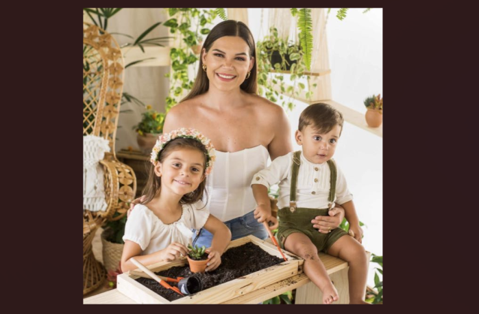 Clara Senra e o filhos 