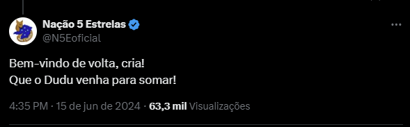 Publicação de torcedor nas redes Publicação de torcedor nas redes
