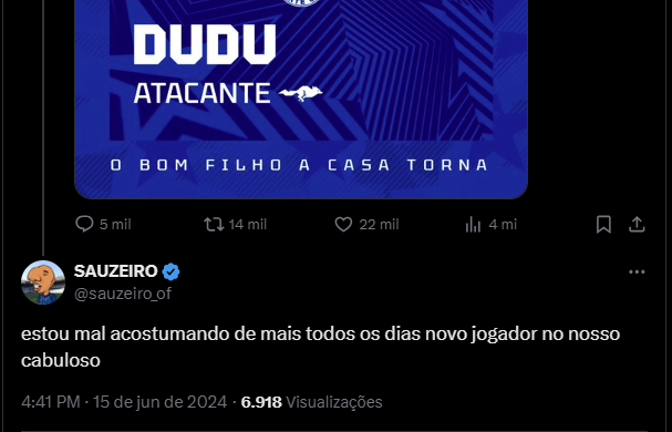 Torcida do Cruzeiro reagiu à contratação de Dudu Torcida do Cruzeiro reagiu à contratação de Dudu
