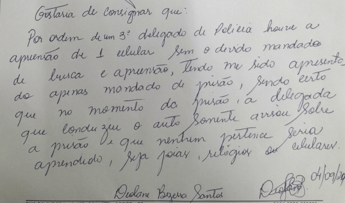 Reclamação foi feita a próprio punho de Deolane
