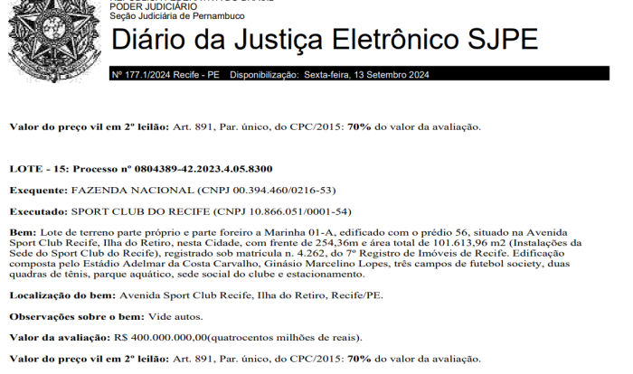Página retirada do Diário da Justiça Eletrônico de Pernambuco