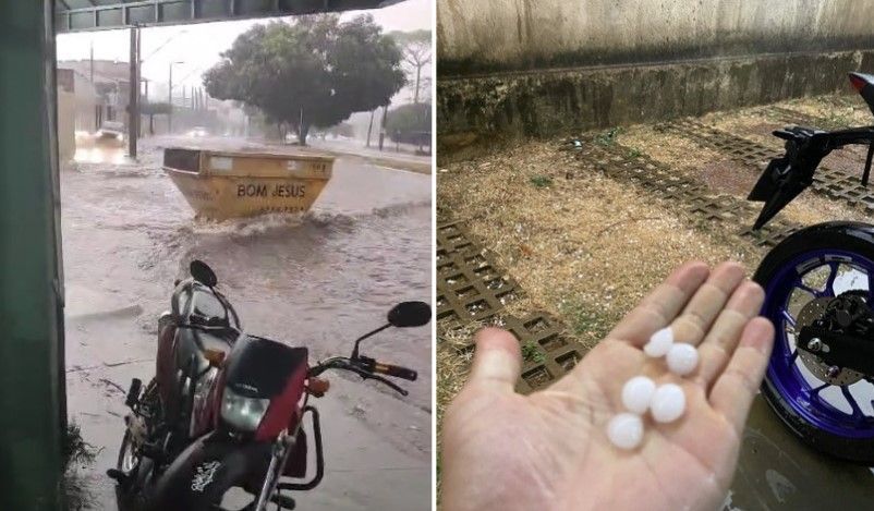 Vídeo: Uberlândia (MG) registra chuva forte, alagamentos e queda de granizo neste sábado (28)