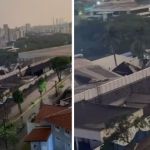 Vídeo: chuva forte faz desabar parte do teto de arena do Praia Clube, em Uberlândia (MG)