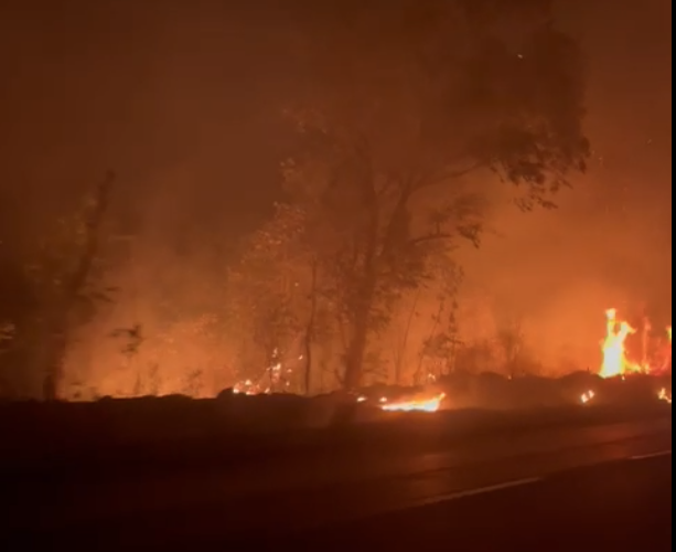 Incêndio às margens da BR-381 assusta motoristas no distrito de Ravena, na Grande BH