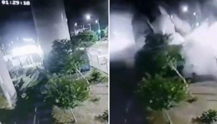 Vídeo: caixa d'água gigante explode e quase atinge motociclista em Hortolândia (SP)
