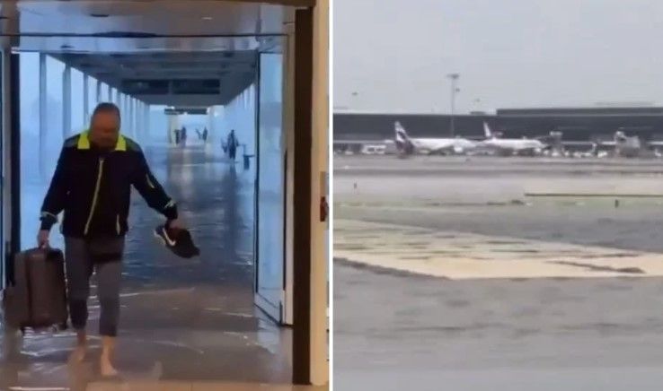 Vídeo: chuva forte alaga Barcelona e transforma aeroporto em 'rio'
